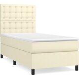 vidaXL Box spring postelja z vzmetnico krem 100x200 cm umetno usnje, (20726764) Cene