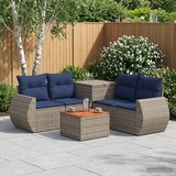  Set sofe 6 kom. Siva i tamnoplava Poli Rattan i čelik | shoptok.hr