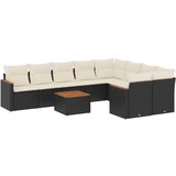  The Living Store Vrtna sedežna garnitura 10-delna z blazinami črn poli ratan - Vrtna Sedežna Garniture, (21446860) | Shoptok.si
