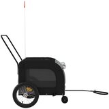 Prikolica za bicikl za pse crno-siva od tkanine i željeza | shoptok.hr