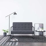 In dvosjed s naslonima za ruke tamnosivi od čelika i tkanine | shoptok.hr
