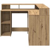  Radni stol s LED svjetlima boja hrasta 130 x 130 x 91 cm drveni | shoptok.hr