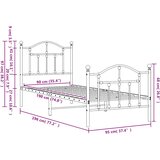  Metalni okvir kreveta uzglavlje i podnožje bijeli 90x190 cm | shoptok.hr