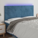 The Living Store led posteljno vzglavje temno modro 200x5x118/128 cm žamet - led vzglavje, (21438170) Cene
