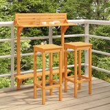 vidaXL 3-dijelni balkonski barski set od masivnog bagremovog drva | shoptok.hr