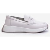 S. BARSKI Light Grey Women's Platform Leather Moccasins S.Barski LR490 | Shoptok.si