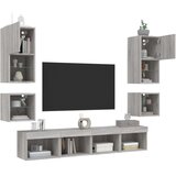  8-dijelni zidni TV elementi s LED svjetlima boja sivog hrasta | shoptok.hr
