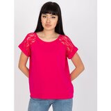 Fashion Hunters RUE PARIS fuchsia blouse with lace on the sleeves | shoptok.hr