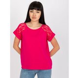 Fashion Hunters RUE PARIS fuchsia blouse with lace on the sleeves Cene