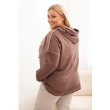 Kesi Włoski women's plus size hoodie with print, pre-washed, brown | Eponuda.ba