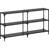 vidaXL Konzolni stol s crnom staklenom površinom 158,5x30x81cm čelični | shoptok.hr