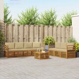  Setovi sofa 8 kom. Prirodna i bež Čvrsto drvo akacije | shoptok.hr