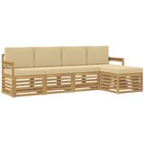  Set vanjskih sofa 5 pcs Bijela i bež 249 x 122,5 x 73 cm | shoptok.hr