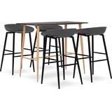 vidaXL Stol i stolice - 5-dijelni barski set crno-sivi - Crna i siva 4 1 | shoptok.hr