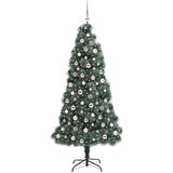 vidaXL Umjetno osvetljeno božićno drevo s setom kroglic Zelena 210 cm | Shoptok.si