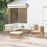 Maison Chic Seti vrtnega pohištva - Vrtna garnitura 8-delna s kremno belimi blazinami bambus, (21796306) | Shoptok.si