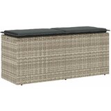 vidaXL Vrtna klupa s jastukom svijetlo siva 110x40x44 cm poliratan | shoptok.hr