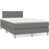 vidaXL Box spring postelja z vzmetnico LED temno siva 120x190 cm blago | Shoptok.si
