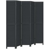 vidaXL Sobna pregrada s 5 panela crno od masivnog drva paulovnije | shoptok.hr