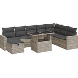 Maison Chic Seti vrtnega pohištva - Vrtna garnitura - Vrtni pohištvo set 9-delna z blazinami sv. siv poli ratan, (21798317) | Shoptok.si
