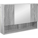 VidaXL Kopalni&amp;scaron;ka ogledalna omara z vrati Siva sonoma 80 x 17 x 55 cm, (5000112552) Slike