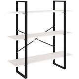 Maison Chic Knjižna omara - Knjižni regal 3-nadstropna bela 100x30x105 cm trdna borovina, (21725074) Cene