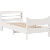 Maison Chic Posteljni okvir - Enojna postelja - Postelja za odrasle z vzglavjem bel 90x200 cm trdna borovina, (21695425) | Shoptok.si