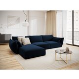 Mazzini Sofas Temno modra žametna kotna sedežna garnitura z ležalnikom (levi kot) Vanda – | Shoptok.si