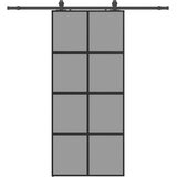  Klizna vrata s priborom crna 90 x 205 cm kaljeno staklo | Eponuda.com