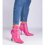Gemre Pink stiletto ankle boots decorated with rhinestones Fantagaro | Shoptok.si