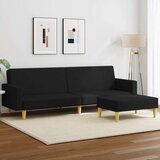  Dvosjed na razvlačenje od tkanine s tabureom crni | shoptok.hr