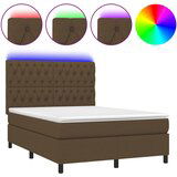 Maison Chic Box spring postelja - Vzmetna postelja z vzmetnico LED temno rjava 140x200cm blago SL22337, (21892253) | Shoptok.si