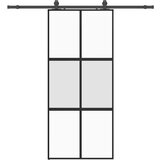 vidaXL Drsna vrata z opremo črna 90x205 cm kaljeno steklo, (21749592) | Shoptok.si