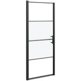  Vrata za tuš-kabinu 91x195 cm napola mutno kaljeno staklo crna | shoptok.hr
