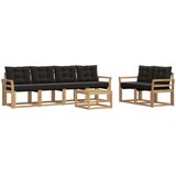vidaXL Zunanja garnitura za sedenje z blazino 7 pcs Bela in črna, (5000269739) | Shoptok.si