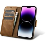 ICARER 2v1 usnjena preklopna torbica za iPhone 14 Pro Max Anti-RFID Oil Wax Wallet Case svetlo rjava, (21521973) | Shoptok.si