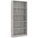 Ormarić za knjige s 5 razina boja betona 80x24x175 cm drveni | shoptok.hr