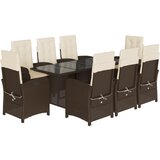  The Living Store Vrtna jedilna garnitura 9-delna z blazinami rjav poli ratan - Vrtna Jedilna Garnitura, (21446677) | Shoptok.si