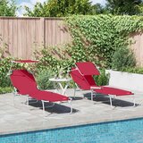  Ležaljka 2 pcs Crvena 58 x 188 x 77cm Poliester | shoptok.hr