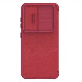 Nillkin Qin Leather Pro preklopna torbica z zaščito za kamero za Samsung Galaxy S23 – rdeča | Shoptok.si