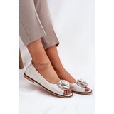Zazoo Leather Ballerinas With Open Toes And Flower 1870 Distressed Gold | shoptok.hr