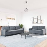  2-dijelni set sofa s jastucima tamnosivi baršunasti | shoptok.hr