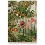 Madre Selva Stenska dekoracija iz borovega lesa Jungle Flowers, 60 x 40 cm