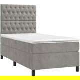  Box spring postelja z vzmetnico LED svetlo siva 80x200 cm žamet, (20789621) | Shoptok.si