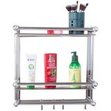 Duplo tanki kupaonski aluminij. polica + kuke | shoptok.hr