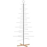  Metalno božićno drvce s drvenom bazom crno 210 cm | shoptok.hr