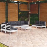 Maison Chic Seti vrtnega pohištva - Vrtna garnitura - Vrtni pohištvo set 9-delna z blazinami trdna borovina, (21805926) | Shoptok.si