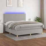  Box spring postelja z vzmetnico LED sv. siva 180x200 cm blago, (20789305) | Shoptok.si