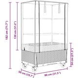 vidaXL Visoka greda s prevleko in kolesi videz ratana 80x50x182 cm | Shoptok.si