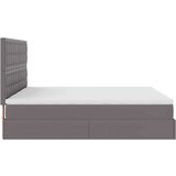 vidaXL Otomanski posteljni okvir z vzmetnicami siv 200x200cm um. usnje | Shoptok.si